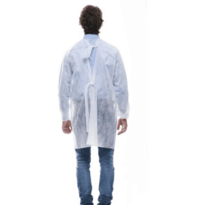 AVENTAL TNT DESCARTÁVEL MANGA LONGA GR 30 REAL, BRANCO, PACOTE COM 10 UNIDADES