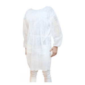 AVENTAL TNT DESCARTÁVEL MANGA LONGA GR 30 REAL, BRANCO, PACOTE COM 10 UNIDADES