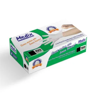 LUVA PROCEDIMENTO LÁTEX SEM PÓ MEDIX COM ANVISA CAIXA COM 100 UINIDADES CA 44504