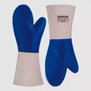 LUVA RIO VALLEY 2 DEDOS MÃO DE GATO 60 CM KOMBAT HEAT PUNHO CRU COM REFORÇO PALMA  AZUL 250° RIO 223 CA 28688