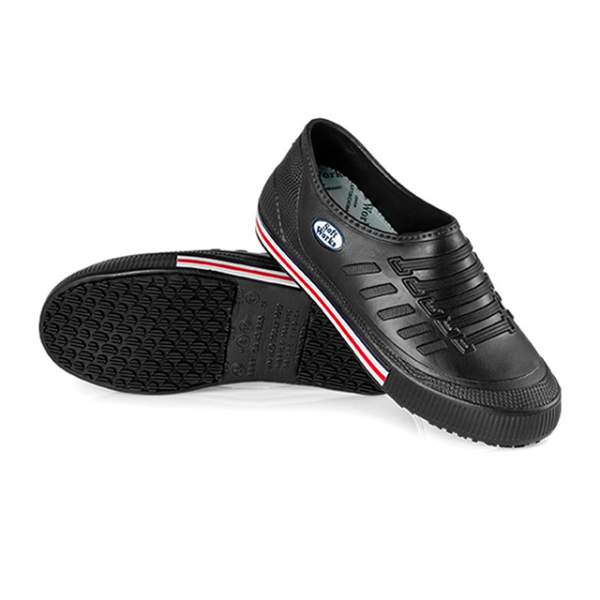 CALÇADO SOFT WORKS SAPATO TIPO TÊNIS ANTIDERRAPANTE BB81 PRETO COM FAIXAS VERMELHAS CA 43860