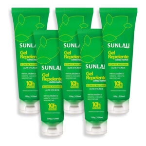 PACK REPELENTE SUNLAU GEL ICARIDINA HENLAU, EM BISNAGA 120G CAIXA COM 5 UNIDADES