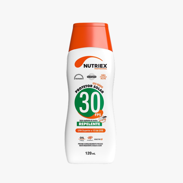PROTETOR SOLAR CORPORAL COM REPELENTE DEET PROFISSIONAL NUTRIEX FPS 30 UVA OIL FREE 120g